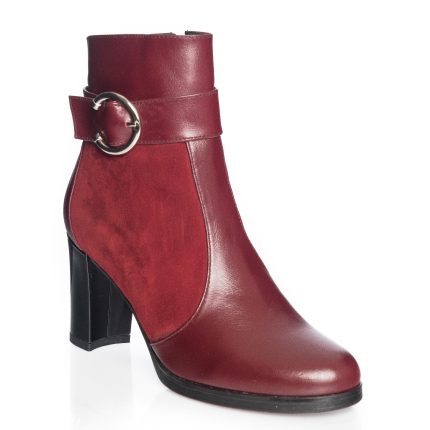 Ghete dama din piele naturala - Bordo Box + Antilopa - GX25 BBA