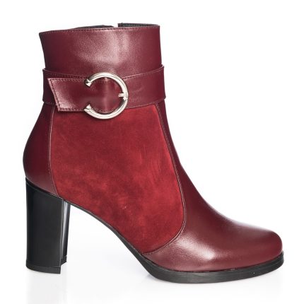Ghete dama din piele naturala - Bordo Box + Antilopa - GX25 BBA