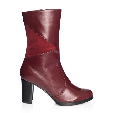 Ghete dama din piele naturala - Bordo Box + Antilopa - GX28 BBA