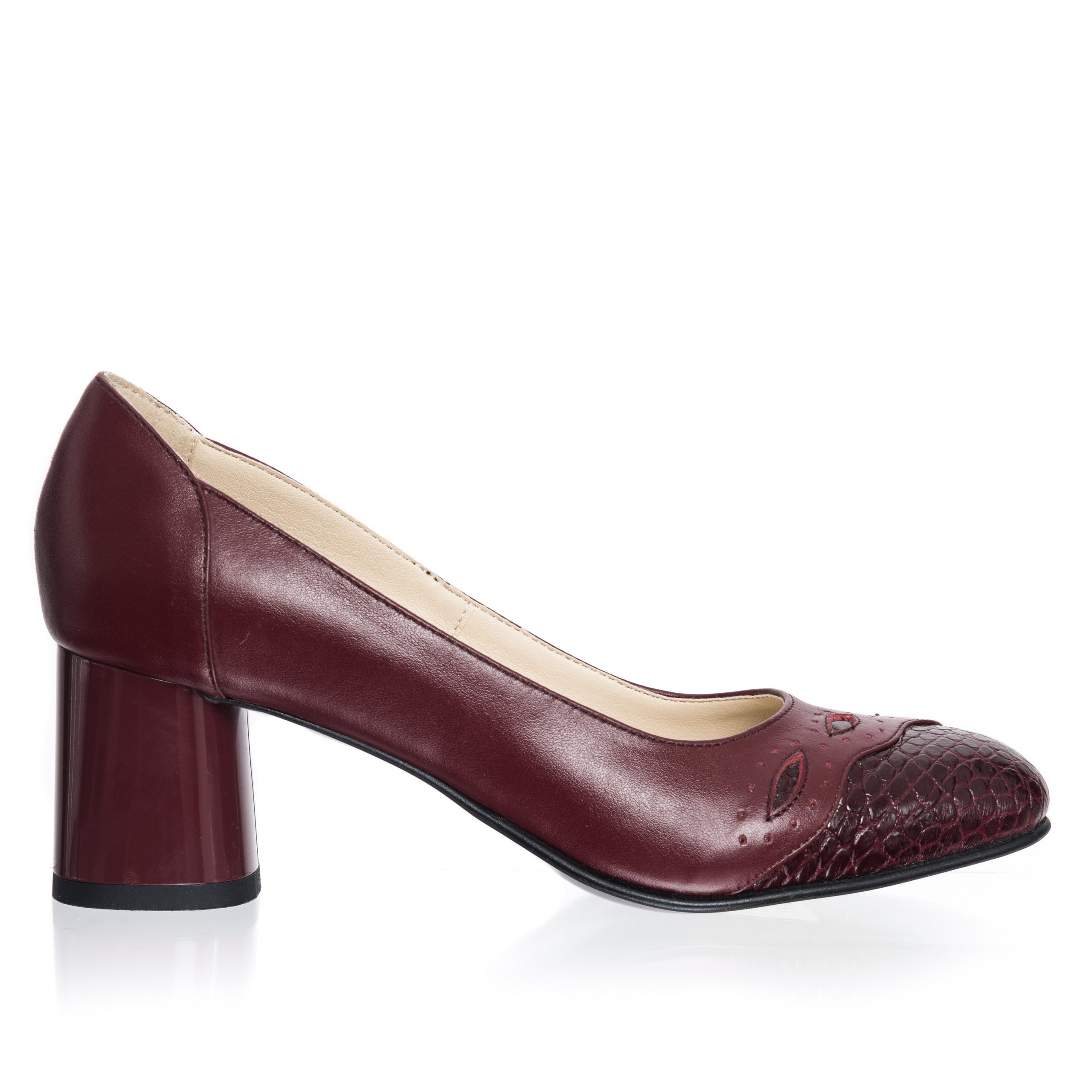 Pantofi dama din piele naturala - Bordo Box + Croco - 03 BBC Pantofi dama din piele naturala - Bordo Box + Croco - 03 BBC