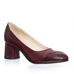 Pantofi dama din piele naturala - Bordo Box + Croco - 03 BBC