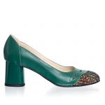 Pantofi dama din piele naturala - Verde Varf Mozaic - 03 VVM