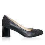 Pantofi dama din piele naturala - Negru Box + Picatele - 03 NBP