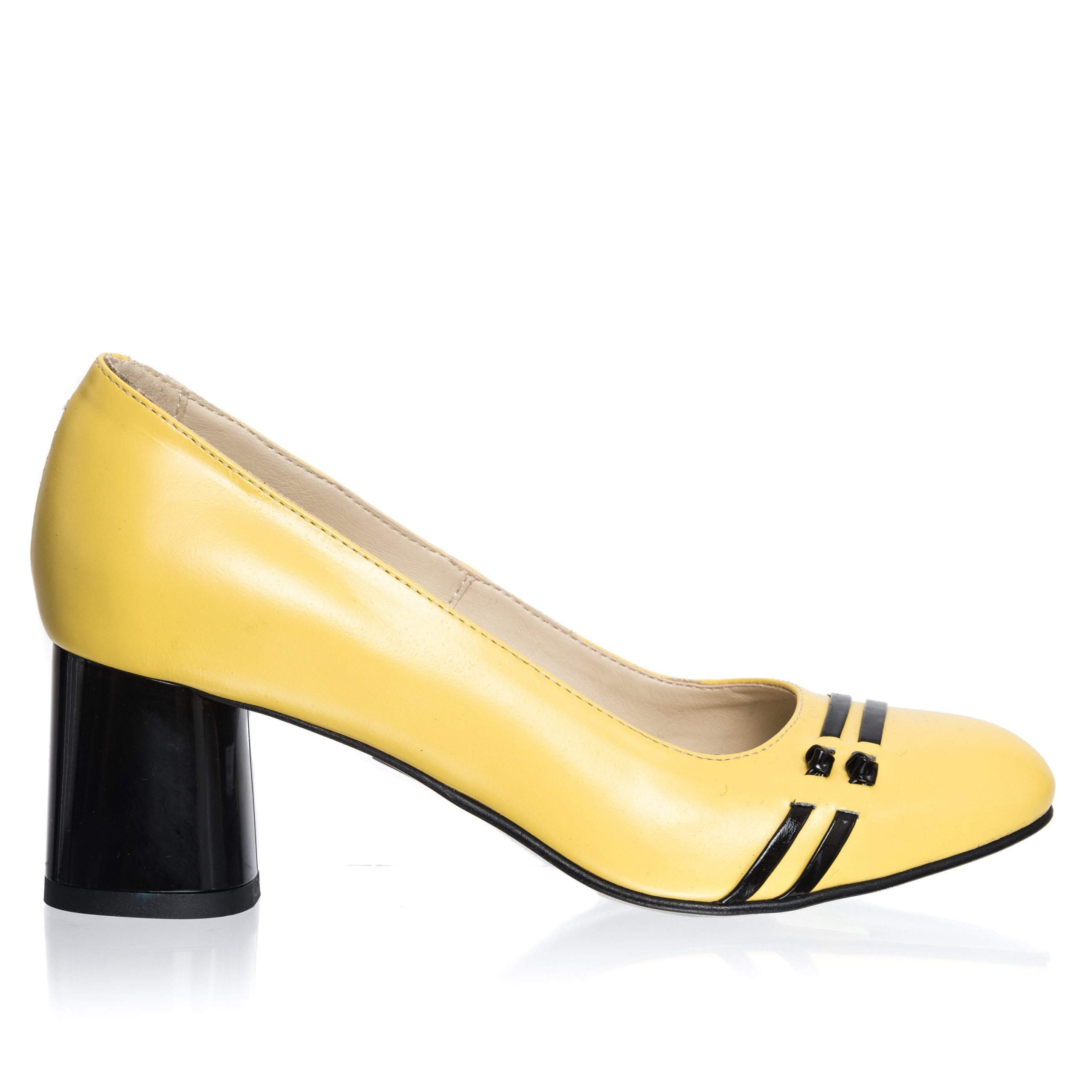 Pantofi dama din piele naturala - Galben cu Negru - 55 GN Pantofi dama din piele naturala - Galben cu Negru - 55 GN