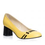 Pantofi dama din piele naturala - Galben cu Negru - 55 GN