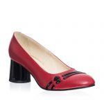 Pantofi dama din piele naturala - Rosu cu Negru - 55 RN