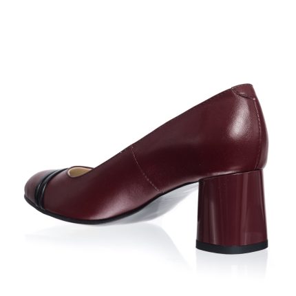 Pantofi dama din piele naturala - Bordo cu Negru - 55 BON