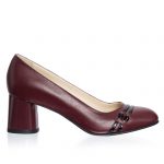 Pantofi dama din piele naturala - Bordo cu Negru - 55 BON