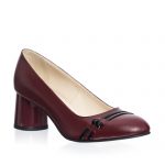 Pantofi dama din piele naturala - Bordo cu Negru - 55 BON