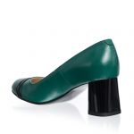 Pantofi dama din piele naturala - Verde cu Negru - 55 VN