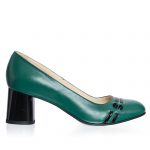 Pantofi dama din piele naturala - Verde cu Negru - 55 VN