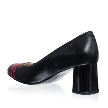 Pantofi dama din piele naturala - Negru cu Rosu - 55 NR