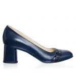Pantofi dama din piele naturala - Albastru cu Negru - 55 ALN