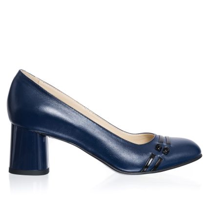 Pantofi dama din piele naturala - Albastru cu Negru - 55 ALN