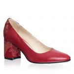 Pantofi dama din piele naturala - Rosu cu Sal Rosu - R12 RSR