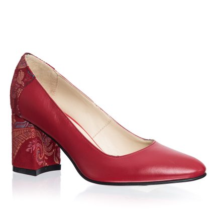 Pantofi dama din piele naturala - Rosu cu Sal Rosu - R12 RSR