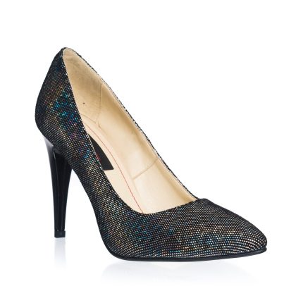 Pantofi dama stileto din piele naturala - Pietre Colorate - 2691 NSC