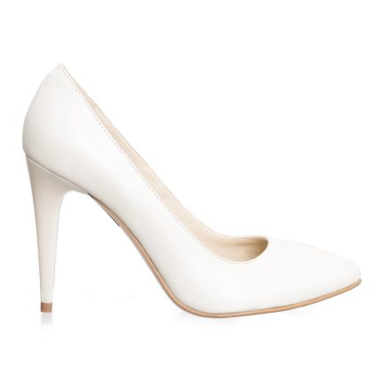 Pantofi dama stileto din piele naturala - Alb - 2691 A