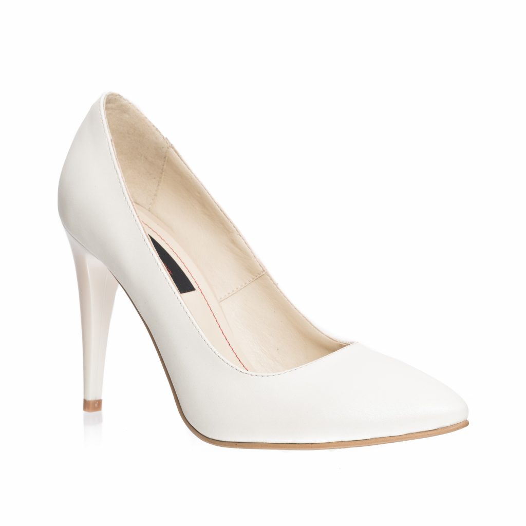 Pantofi dama stileto din piele naturala - Alb - 2691 A