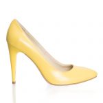 Pantofi dama din piele naturala - Galben Box - 2691 GB