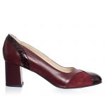 Pantofi dama din piele naturala - Bordo cu Croco + Antilopa - C33 BCA