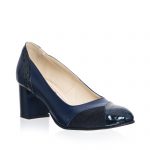 Pantofi dama din piele naturala - Albastru cu Croco + Antilopa - C33ACA
