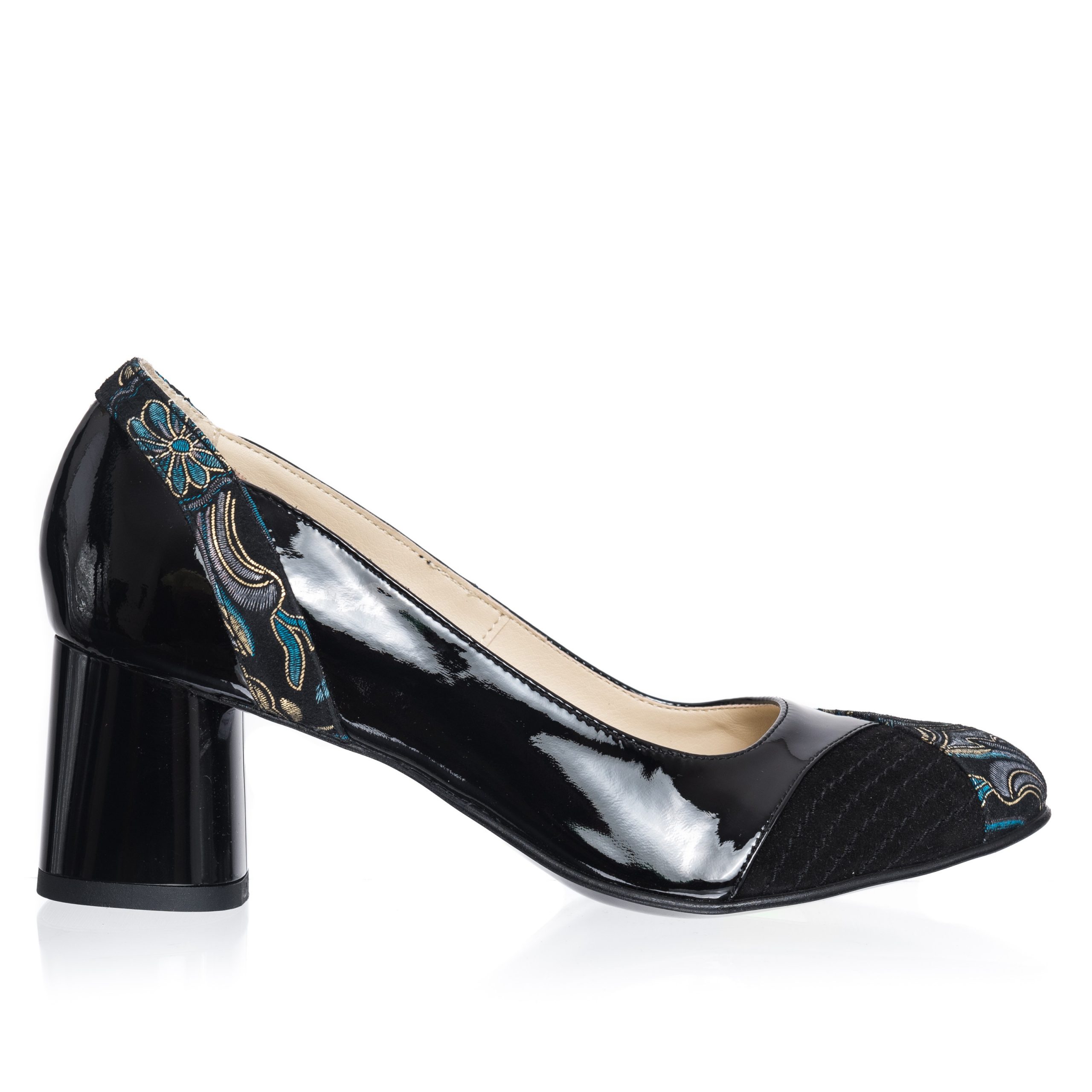 Pantofi dama din piele naturala - Negru Lac cu Sal + Antilopa - C33 NLSA Pantofi dama din piele naturala - Negru Lac cu Sal + Antilopa - C33 NLSA