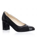 Pantofi dama din piele naturala - Negru cu Croco + Antilopa - C33 NCA