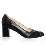Pantofi dama din piele naturala - Negru cu Croco + Antilopa - C33 NCA
