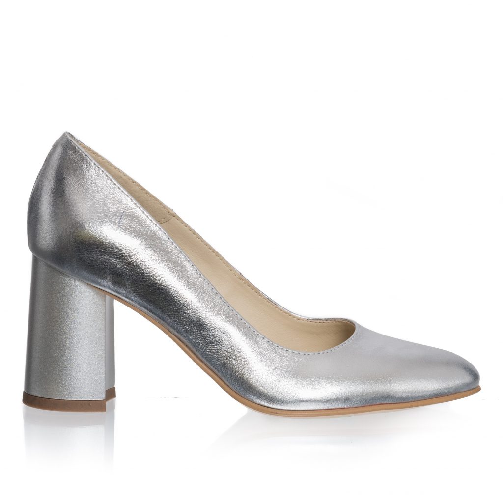 Pantofi dama din piele naturala - Argintiu Sidef - R11 AS