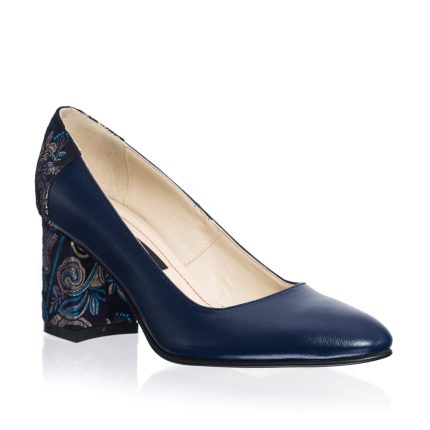 Pantofi dama din piele naturala - Albastru cu Sal Negru - R12 ASN