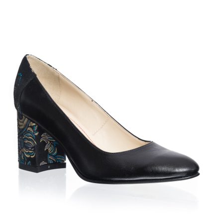 Pantofi dama din piele naturala - Negru cu Sal Negru - R12 NSN
