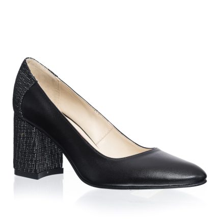 Pantofi dama din piele naturala - Negru cu Puncte - R12 NP
