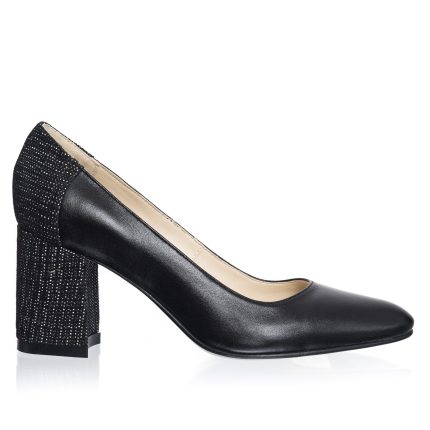 Pantofi dama din piele naturala - Negru cu Puncte - R12 NP