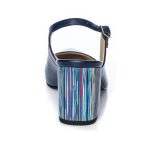 Sandale dama din piele naturala - Blu Toc Dungi - V7 BTD