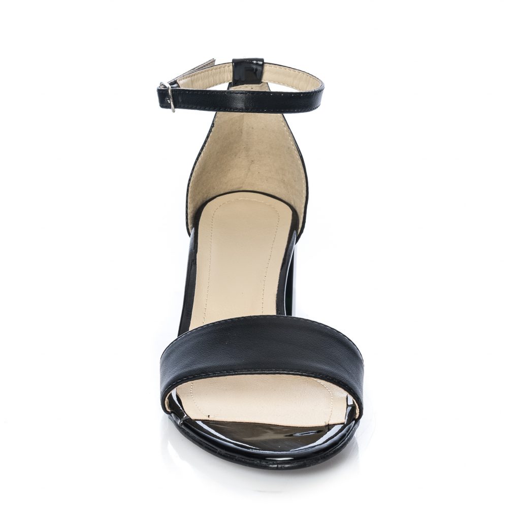 Sandale dama din piele naturala - Negru Box cu Lac - S10 NBL