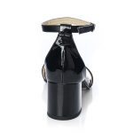 Sandale dama din piele naturala - Negru Box cu Lac - S10 NBL