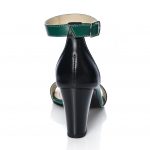 Sandale dama din piele naturala - Verde cu Negru - S10 VN