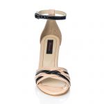 Sandale dama din piele naturala - Lac Nude cu Negru Lac - S6 LNNL