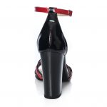 Sandale dama din piele naturala - Negru Lac cu Rosu Lac - S6 NLRL