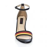 Sandale dama din piele naturala - Negru cu Rosu si Galben - S5 NRG