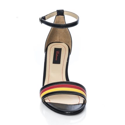 Sandale dama din piele naturala - Negru cu Rosu si Galben - S5 NRG