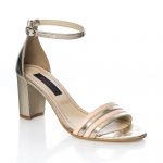 Sandale dama din piele naturala - Auriu cu Lac Nude - S5 ALN