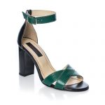 Sandale dama din piele naturala - Verde cu Negru - S4 VN