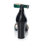 Sandale dama din piele naturala - Verde cu Negru - S4 VN