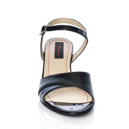 Sandale dama din piele naturala - Negru Box + Lac - S2 NBL