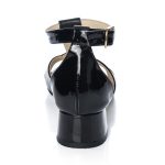 Sandale dama din piele naturala - Negru Lac cu Negru Box - S1 NLNB