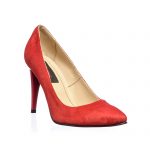 Pantofi dama stileto din piele naturala - Rosu Antilopa - 2691 RA