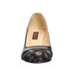 Pantofi dama din piele naturala - Negru Varf Cercuri Galbene - A3 NVCG