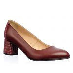 Pantofi dama din piele naturala - Bordo Picatele Albe - A4 BPA